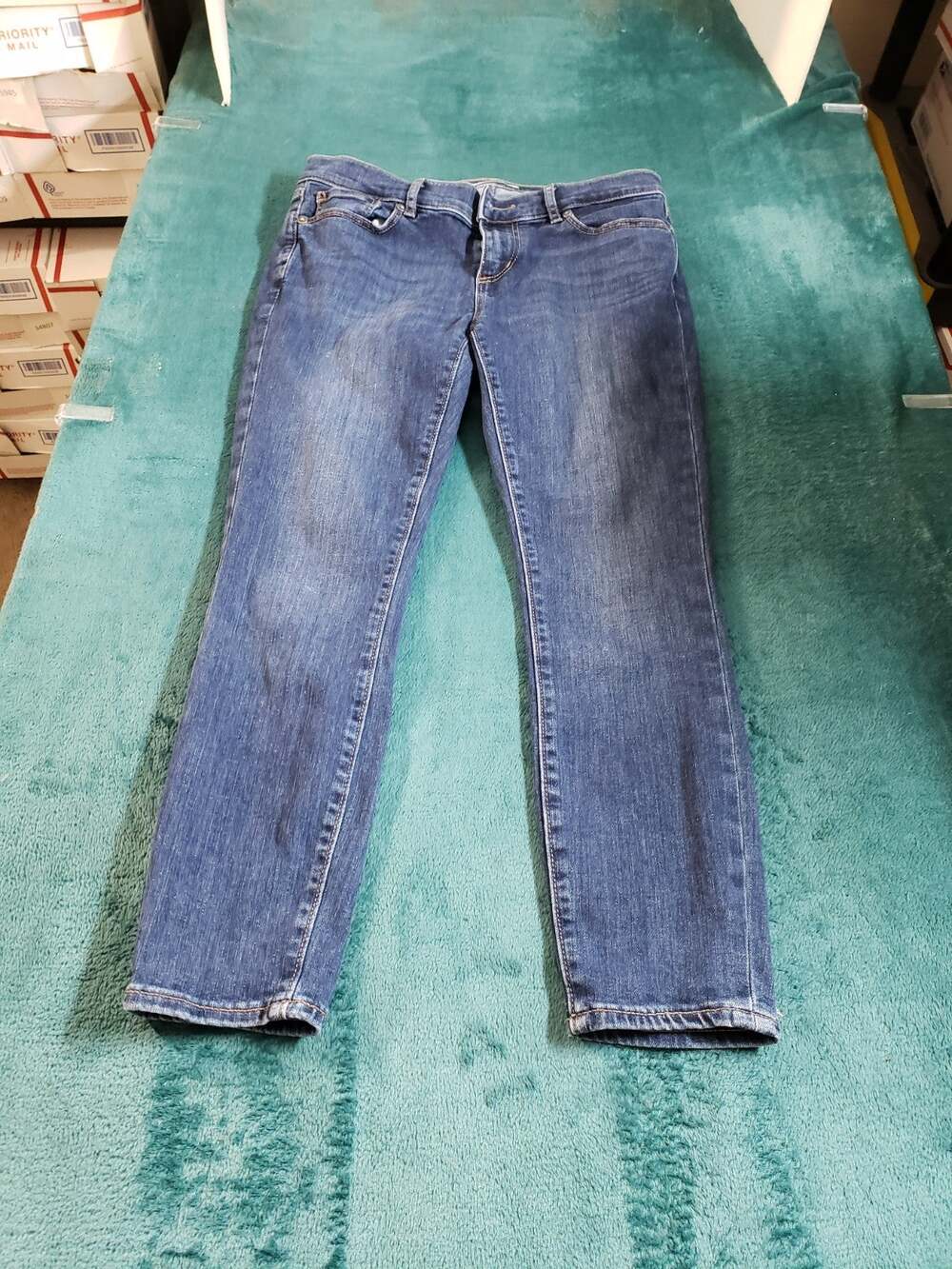 Loft Jeans Size 2 Petite Womens Blue Denim Stretch Pants Mid Rise Modern Skinny
